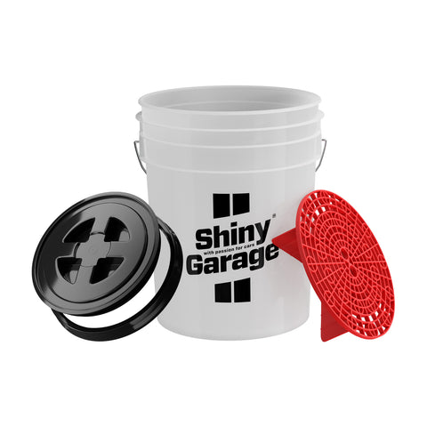 SHINY GARAGE WASCHEIMER 20L INKL. SCHMUTZSIEB ROT, INKL. DECKEL